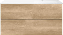 SOUS MEUBLE COFFEE 2 TIROIRS 120 CHENE DECOR CACHMIRE+LAVABO DROITE BLANC MAT