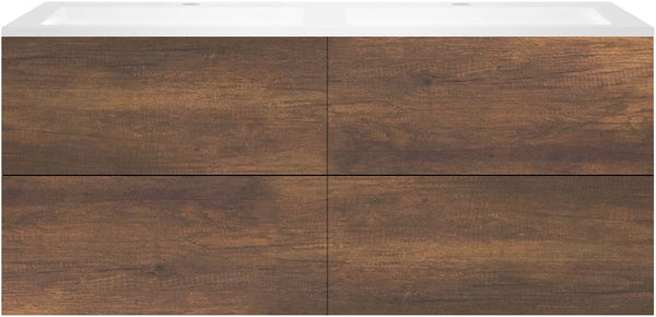 ONDERBOUW COFFEE 4 LADES 140 DUO EIK.DEC.ROEST +DUBBELE WASTAFEL KUNSTMARMER MAT WIT