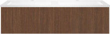 SOUS MEUBLE COFFEE 2 TIROIRS 120 NOYER SMARTLINE +DOUBLE LAVABO EN MARBRE SYNTHETIQUE BLANC