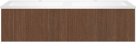 Onderbouw COFFEE 2 lade 120 notelaar smartline+dubbele wastafel kunstmarmer wit