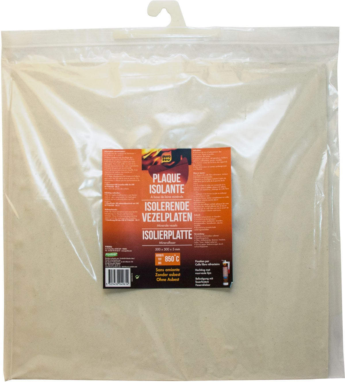 Asbestvrije isoleerplaat 500X500X4 mm, ketels & boilers — SKU DESCO-158773