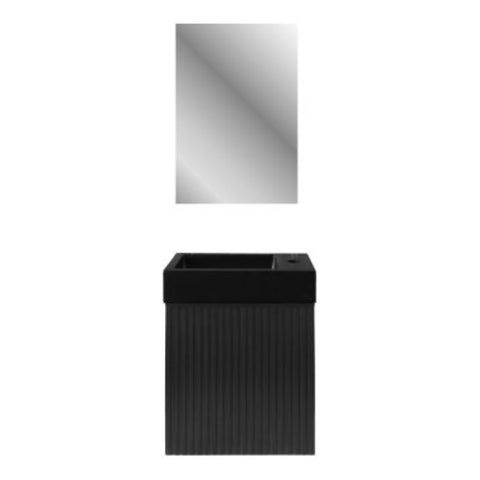 BELVIT wastafelset mat zwart 40 cm met onderkast in zwart ruimtebesparend modern, wastafelsets — SKU MB-19648-23175, EAN 5404029125105