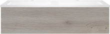 SOUS MEUBLE COFFEE 1 TIROIR 120 DUO CHENE ARGENT + LAVABO DOUBLE EN MARBRE SYNTHETIQUE BLANC MAT