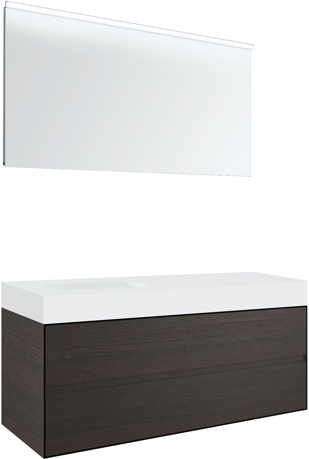 MEUBEL 2LADES VOOR TABLET PURO 1 LAVABO LINKS TENSO 140CM WENGE MET SPIEGEL