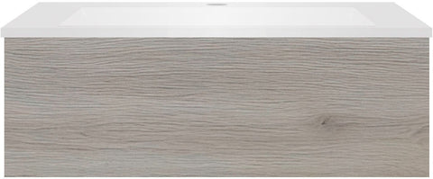 Onderbouw COFFEE 1 lade 90 eik Decor zilver+wastafel kunstmarmer wit, badkamermeubelen — SKU DESCO-191838