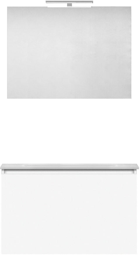 Meubel form 80CM Solo 1 lade kunstmarmer +spiegel wit