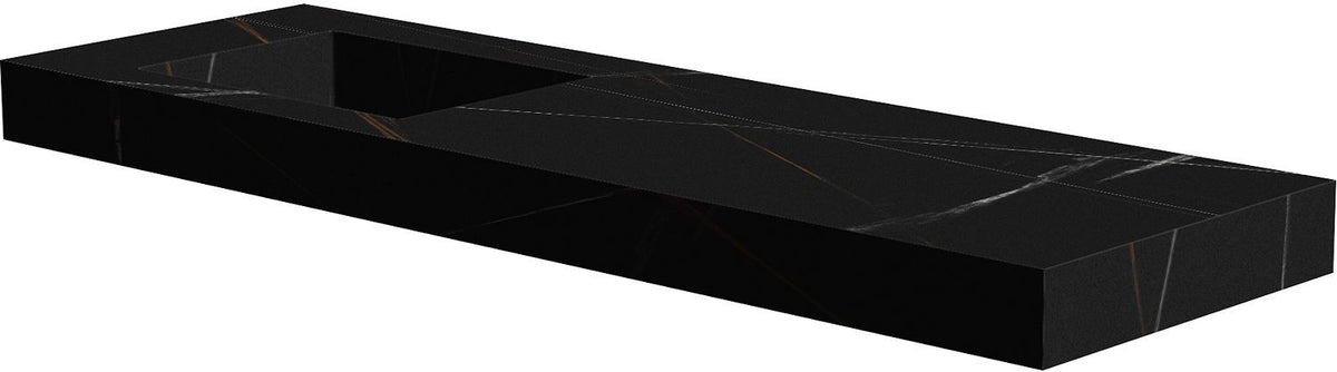 TABLET KERAMISCH MARMER PURO LAVABO S LINKS B160 H10 ZONDER KRAANGAT BAMBOO BLACK