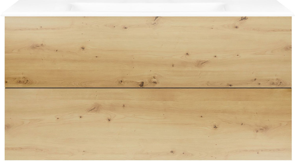 Onderbouw COFFEE 2 lades 120 eiken Decor urban +wastafel porselein zonder kraangat wit
