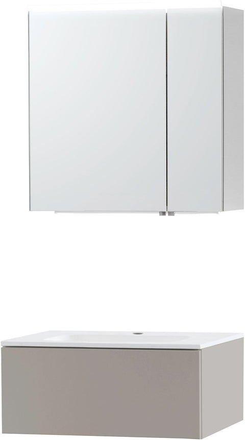 MEUBEL PURO SOLO GRIJS 70 1 LADE KUNSTMARMER SPIEGELKAST