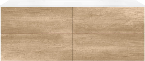 SOUS MEUBLE COFFEE 4 TIROIRS 160 DUO CHENE DECOR CACHMIRE +DOUBLE LAVABO BLANC