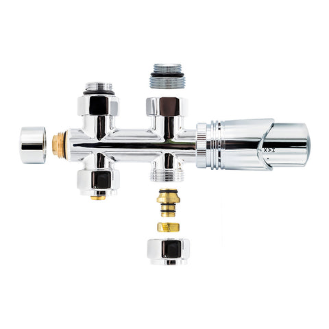 Belrad radiatorkraan - design - thermostatisch - middenaansluiting - recht - vloeraansluiting - chroom, radiatoren — SKU MB-19015-22542, EAN 5404024107069