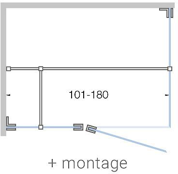 Draaideur met vast deel+ zijpaneel close tot 180CM H200CM satijn-mat wit+ montage