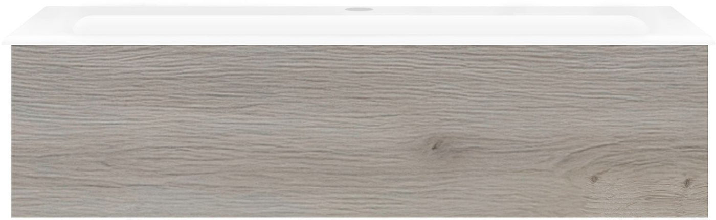 Onderbouw COFFEE 1 lade 120 eik zilver+wastafel porselein wit