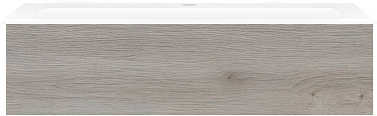 Onderbouw COFFEE 1 lade 120 eik zilver+wastafel porselein wit
