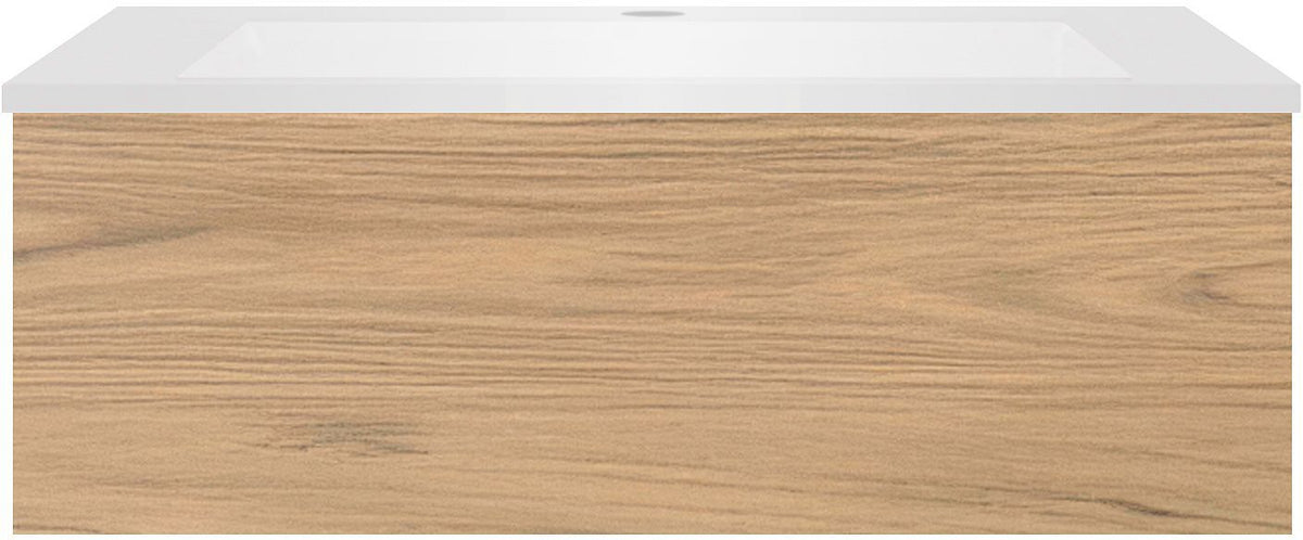 Onderbouw COFFEE 1 lade 90 eik klassiek+wastafel kunstmarmer mat wit