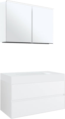 Meubel 2LADES voor tablet puro centrale lavabo tenso 90CM wit met spiegelkast