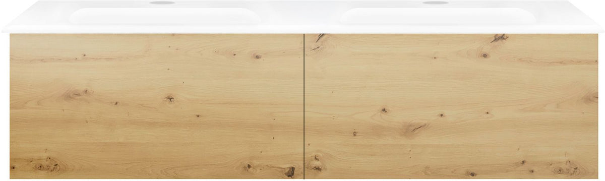 Onderbouw COFFEE 2 lades 120 duo duo eiken urban +dubbele wastafel porselein wit