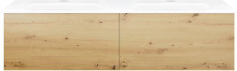 Onderbouw COFFEE 2 lades 120 duo duo eiken urban +dubbele wastafel porselein wit