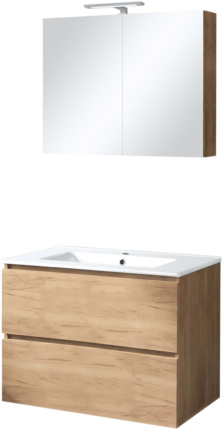 MEUBEL ICE SOLO SPIEGELKAST MET VERLICHTING 80CM EIK GRIJS
