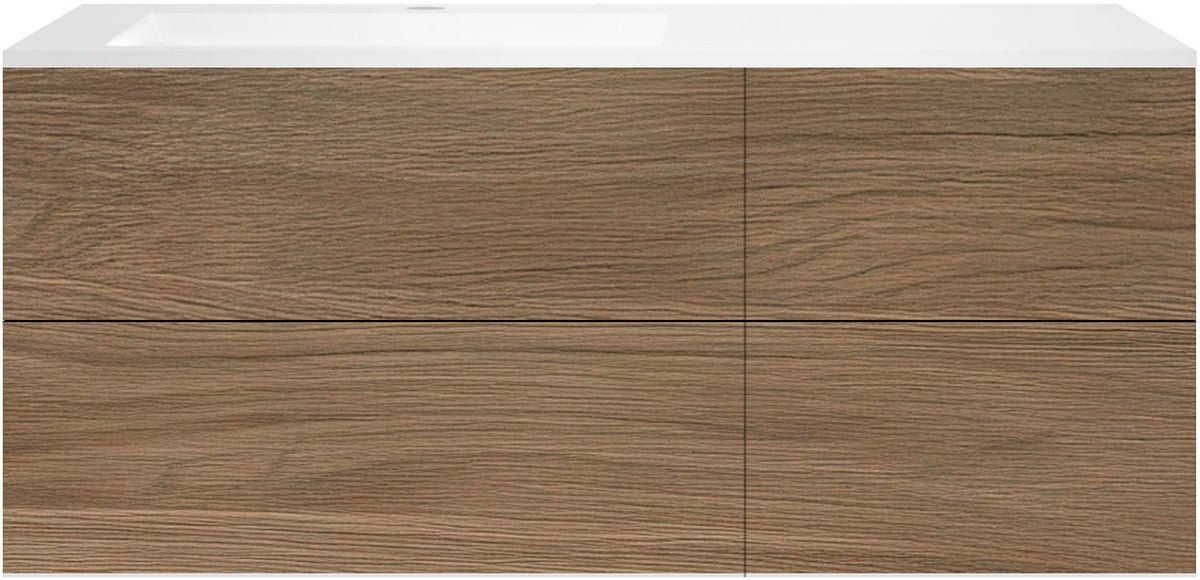 ONDERBOUW COFFEE 4 LADES 140 EIK  CARAMEL+WASTAFEL LINKS KUNSTMARMER MAT WIT