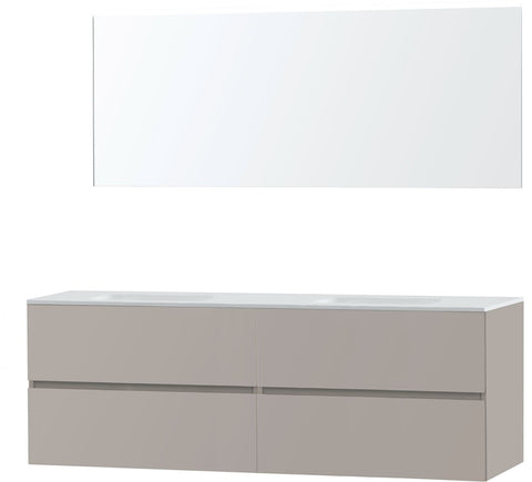 Meubel Molto poedergrijs 180 2 lavabo Solid spiegel