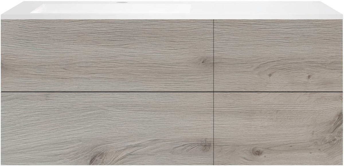 ONDERBOUW COFFEE 4 LADES 140 EIK  ZILVER+WASTAFEL LINKS KUNSTMARMER MAT WIT