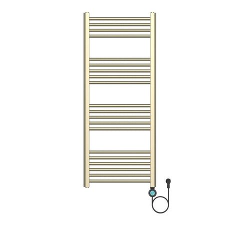 BELVIT Elektrische badkamerradiator met digitale thermostaat Smart WiFi aansluiting rechts 700W Geborsteld goud 1200x500 mm, elektrische radiatoren — SKU MB-27558-31091, EAN 5404029128175