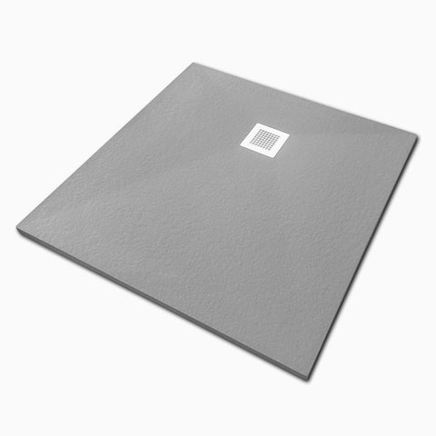 Veroni douchebak uit composietsteen met leisteenstructuur vlak (DxBxH) 90 x 90 x 3 cm grijs, douchebakken — SKU MB-18860-22387, EAN 5404024102569