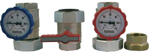 Pompset 4/4"FF+RETOUR+THERMOMETER