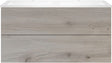 SOUS MEUBLE COFFEE 2 TIROIR 120 DUO CHENE ARGENT + LAVABO DOUBLE EN MARBRE SYNTHETIQUE BLANC MAT