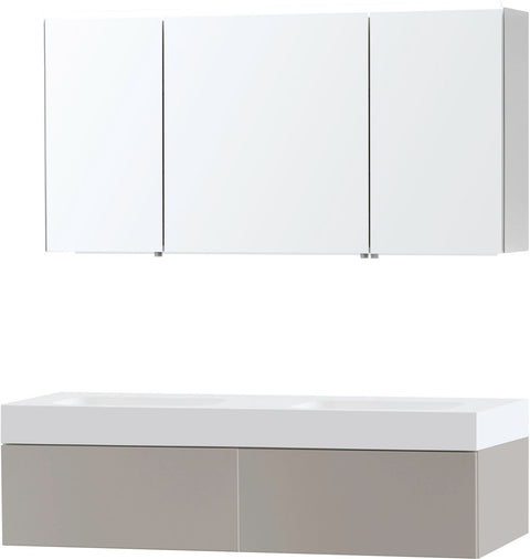 Meubel PURO DUO grijs 140 1 lade solid PURO spiegelkast, badkamermeubelen — SKU DESCO-704039