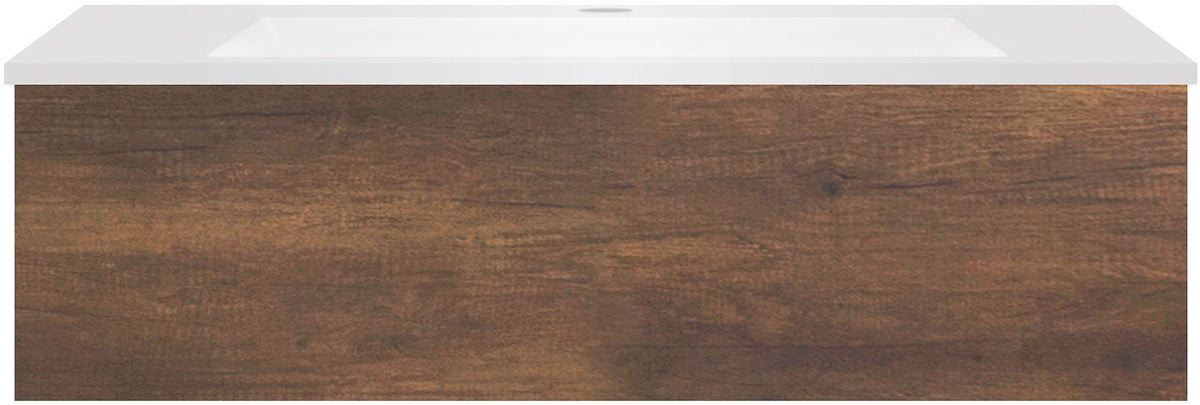 Onderbouw COFFEE 1 lade 100EIK Decor roest+wastafel kunstmarmer mat wit