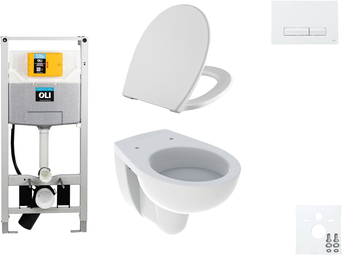Wallfix oli hangwc bastia D600 softclose + lift-off glam wit, wc-inbouwframes — SKU DESCO-726362