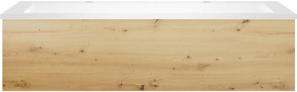 Onderbouw COFFEE 1 lade 120 eik urban + wastafel 2 kraangaten kunstmarmer wit