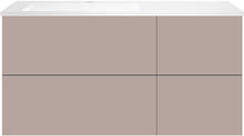 SOUS MEUBLE COFFEE 4 TIROIRS 120 GRIS BASALTE MAT+LAVABO GAUCHE EN MARBRE SYNTHETIQUE BLANC MAT