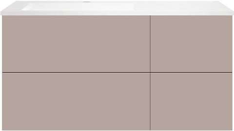 Onderbouw coffee 4 lades 120 basaltgrijs mat+wastafel links kunstmarmer mat wit, badkamermeubelen — SKU DESCO-192369