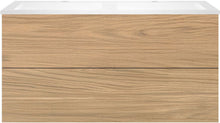 Onderbouw COFFEE 2 lade 120 duo eik klassiek + dubbele wastafel kunstmarmer mat wit