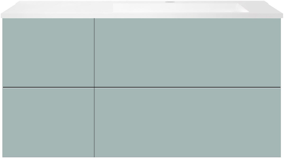 ONDERBOUW COFFEE 4 LADES 120 IJSBLAUW MAT+WASTAFEL RECHTS KUNSTMARMER MAT WIT