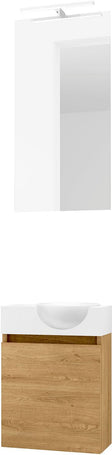 HANDENWASSER FORM MINI QUO RECHTS / 1 DEUR/ SPIEGEL VERLICHTING LED NORDIC EIK