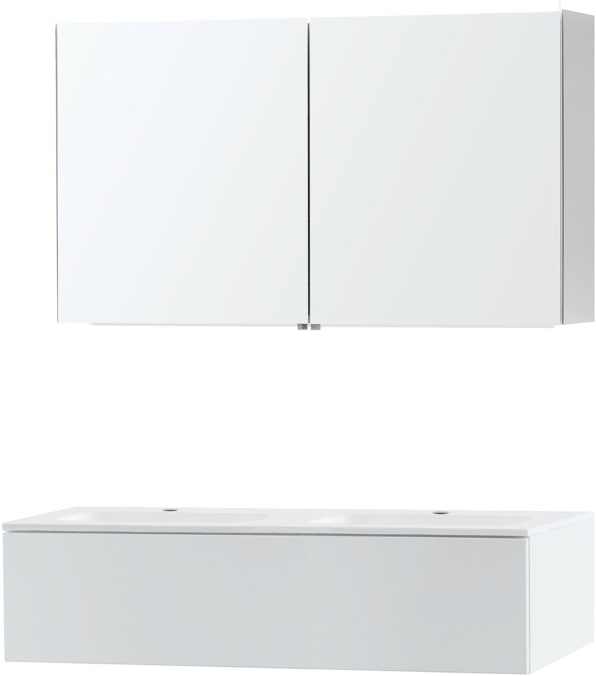 Meubel puro duo wit 120 1 lade kunstmarmer spiegelkast