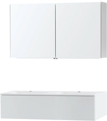 MEUBLE PURO DUO BLANC 120 1 TIROIR MARBRE SYNTHETIQUE ARMOIRE TOILLETTE