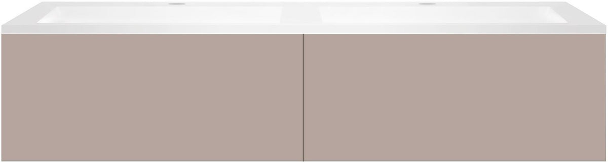 Onderbouw COFFEE 2 lades 140 duo basaltgrijs +dubbele wastafel kunstmarmer mat wit
