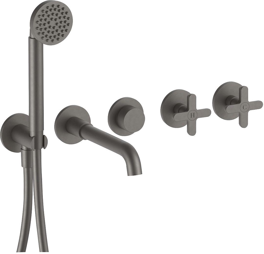 Afwerkset 5 gats mengkraan bad muur icona classic fantini mat gun metal pvd
