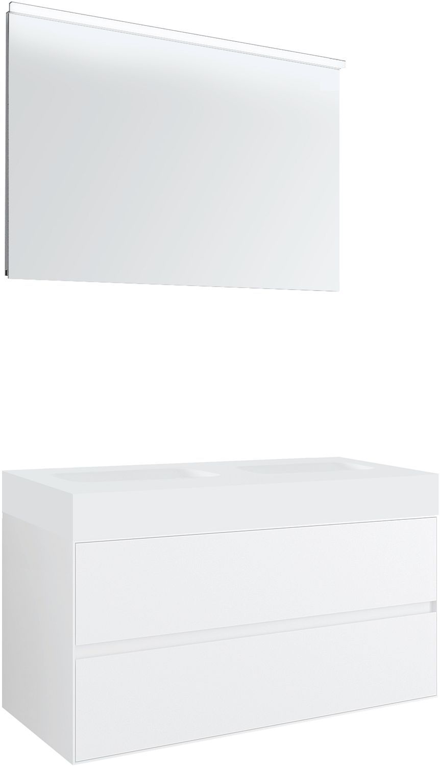 Meubel 2LADES voor tablet puro 2 lavabos tenso 120CM wit met spiegel