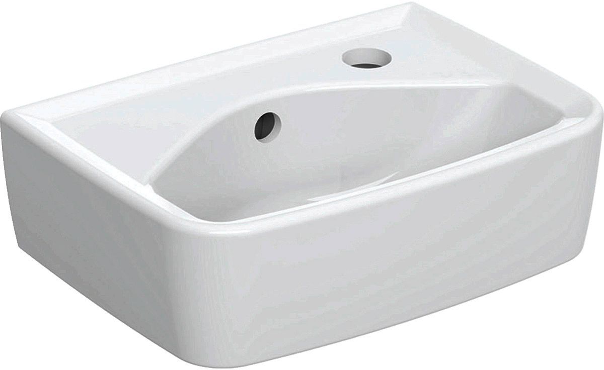 Handenwasser bastia Geberit Square 35X25CM met kraangat rechts/overloop wit