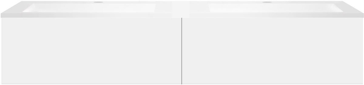 Onderbouw COFFEE 2 lades 160 duo mat wit +dubbele wastafel kunstmarmer wit