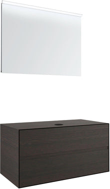 Meubel 2LADES+TABLET voor opbouwlavabo centraal tenso 90CM zonder kraangat wenge met spiegel