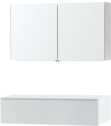 Meubel puro duo wit 120 1 lade Solid opbouw spiegelkast