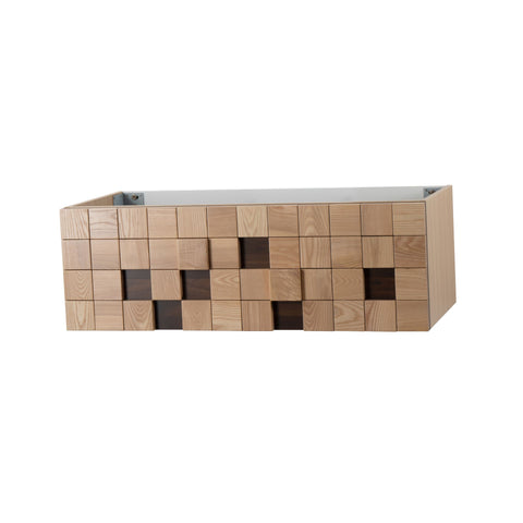 Wastafelset MOVEA 120 cm wastafel rond mineraalmarmer met onderkast lichte eik - Wit mat, wastafelsets — SKU MB-19592-23119, EAN 5404029124337