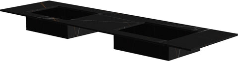 TABLET KERAMISCH MARMER PURO DUBBELE LAVABO S B180 H1,2 +KRAANGATEN BAMBOO BLACK